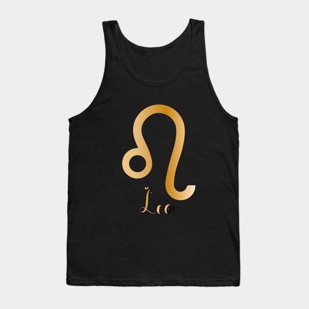 Leo Zodiac Sign golden Tank Top by Symbolsandsigns